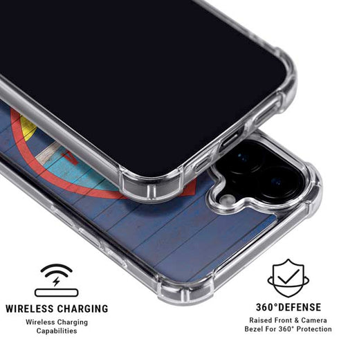 Guam Flag Dark Wood iPhone 16 Clear Case